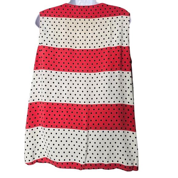 Talbots Sleeveless Blouse 1X Red White Polka Dot Rayon Top Plus Size Retro - Picture 2 of 10